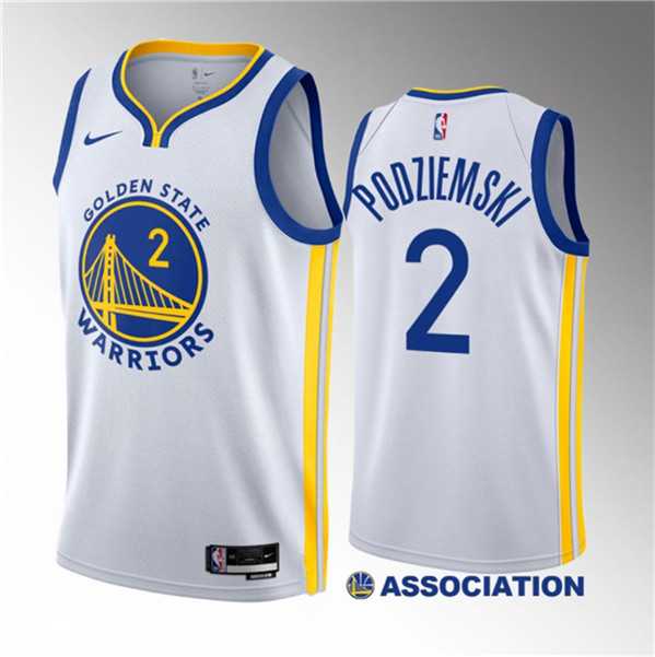 Mens Golden State Warriors #2 Brandin Podziemski White 2023 Draft Association Edition Swingman Stitched Basketball Jersey Dzhi->golden state warriors->NBA Jersey